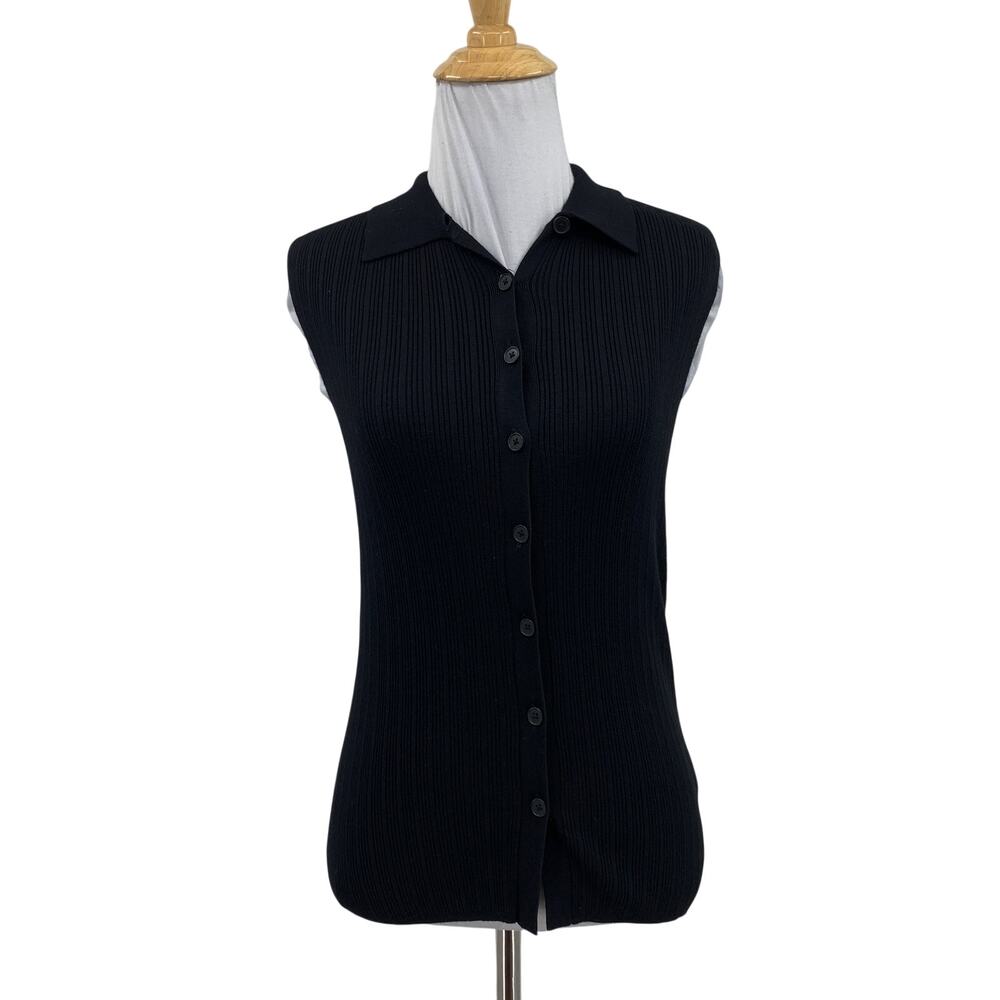 Madewell Vest Womens XS Black The Signature Knit Button Front Ribbed Sleeveless
